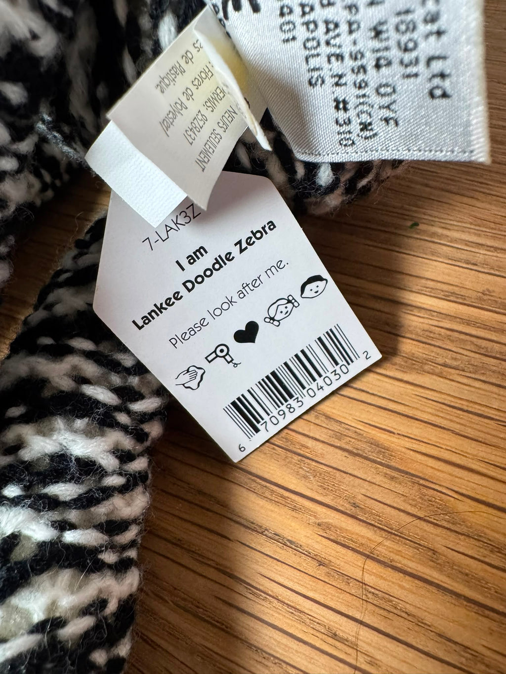 Jellycat Lankee Doodle Zebra
