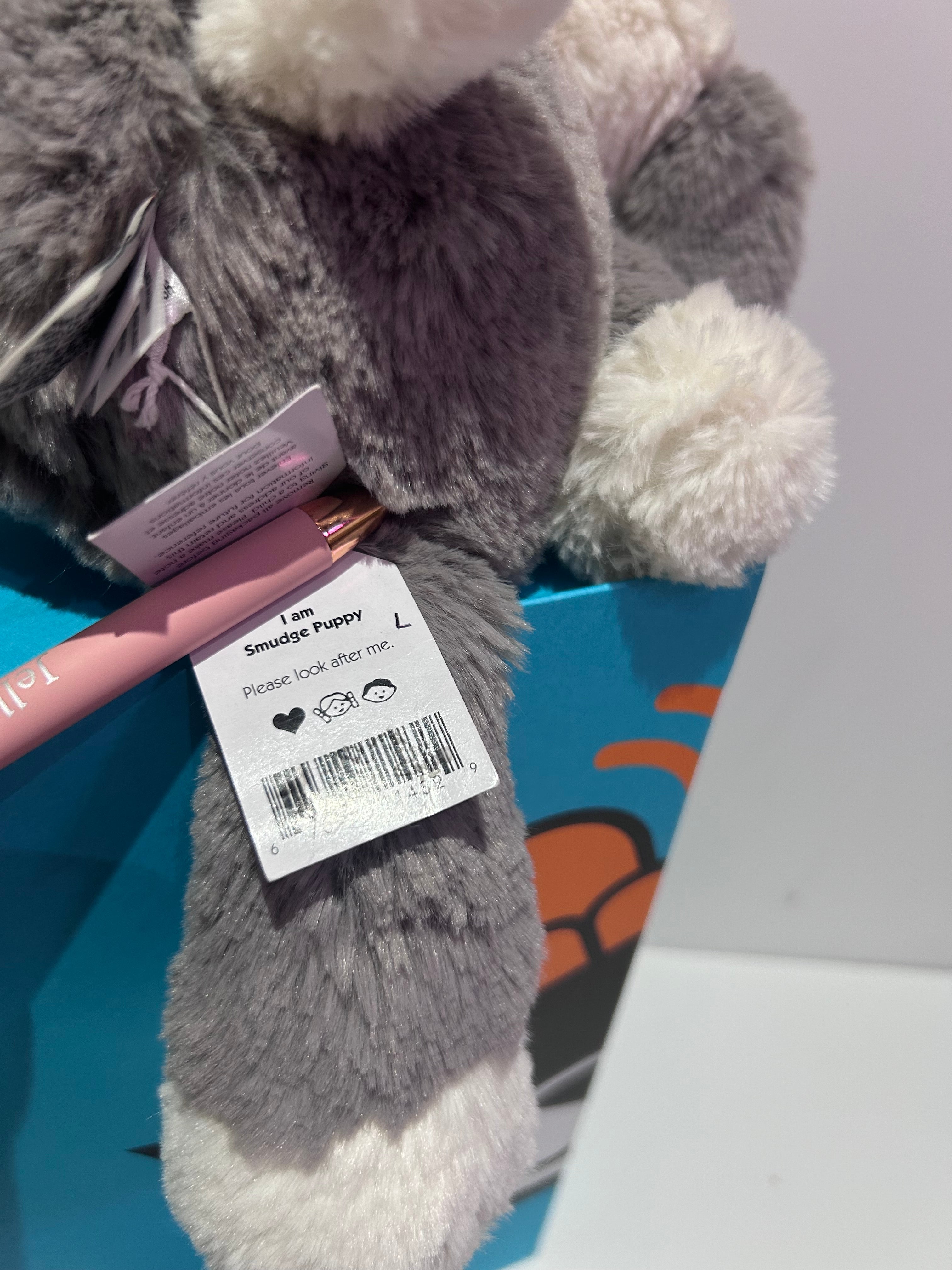 Jellycat Smudge Puppy - Writing on tag
