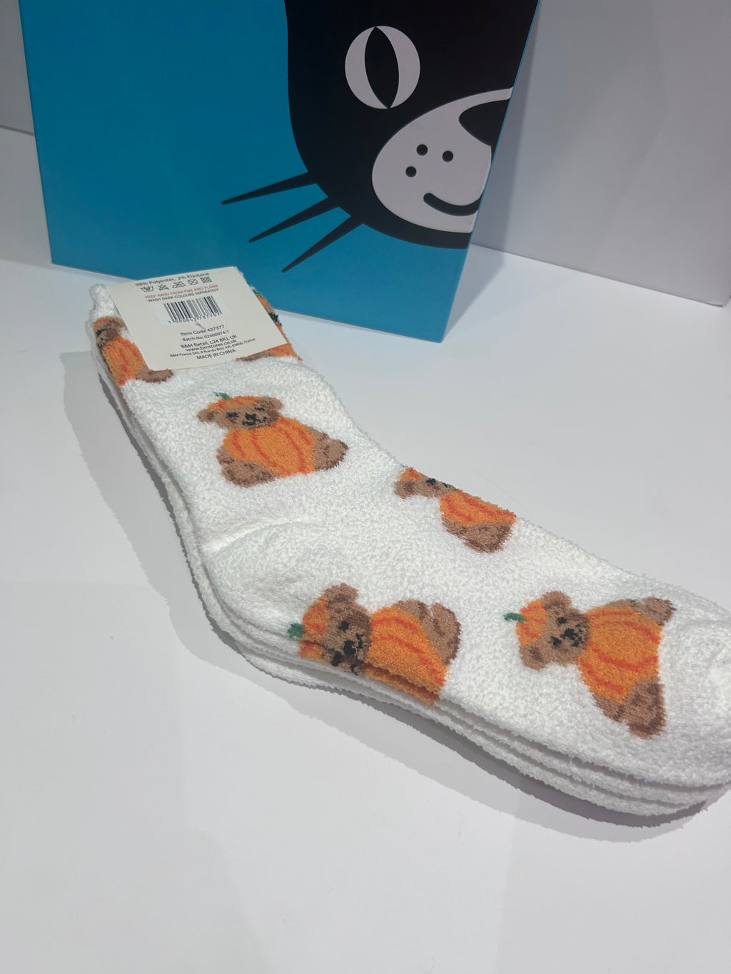 Cosy Pumpkin Bart Fluffy Socks - Adult One Size