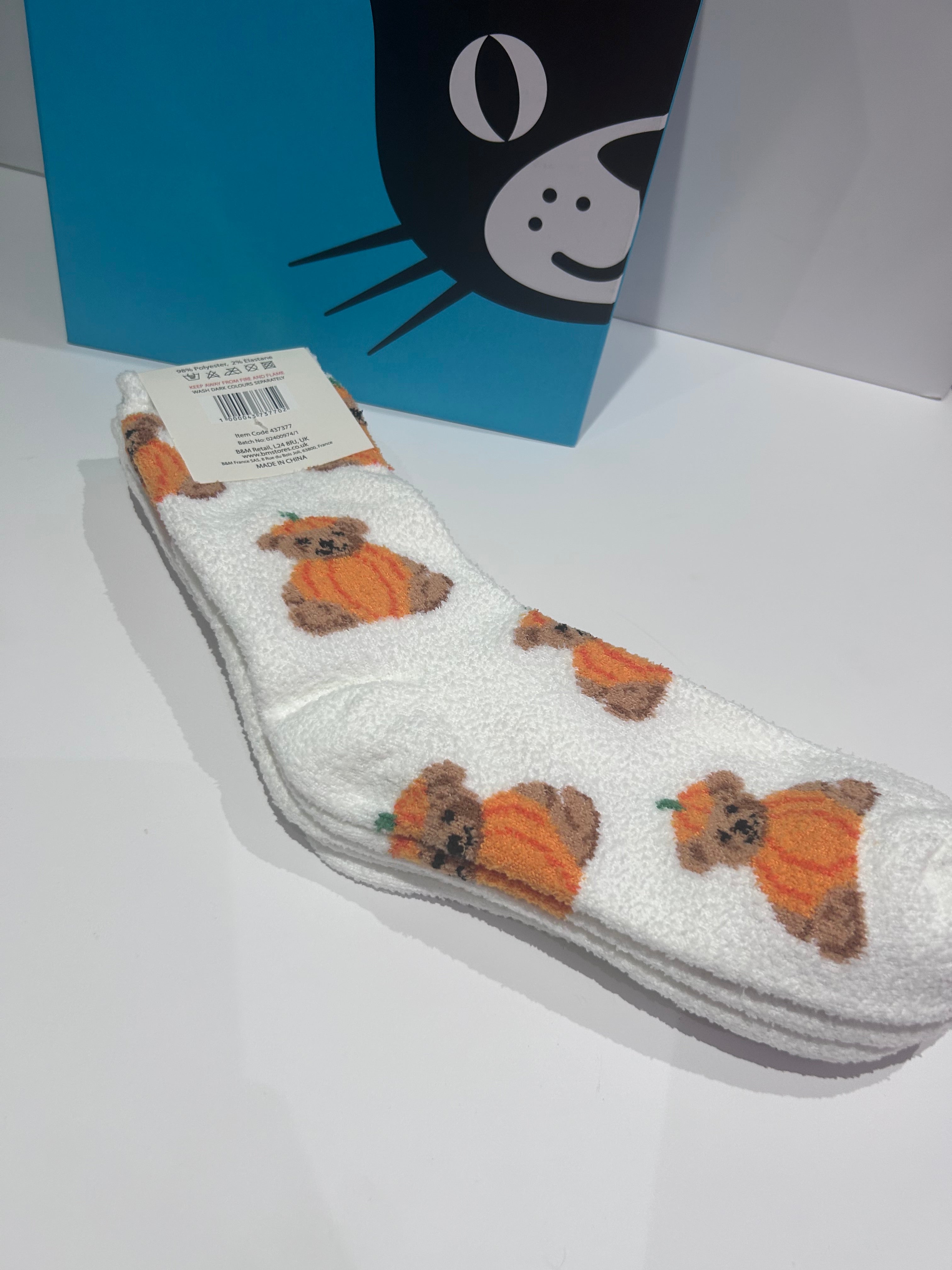 Cosy Pumpkin Bart Fluffy Socks - Adult One Size