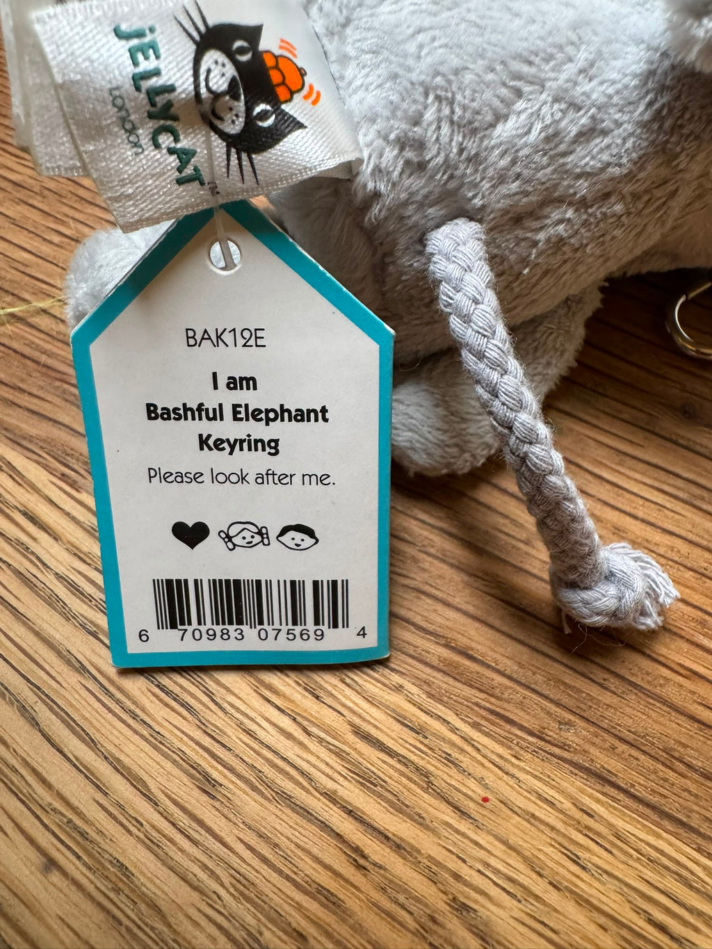 Jellycat Bashful Elephant Keyring VHTF
