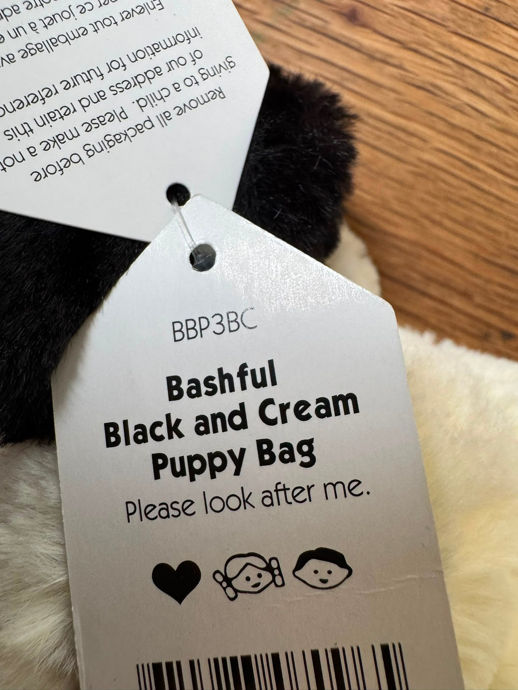 Jellycat Bashful Black & Cream Puppy Bag