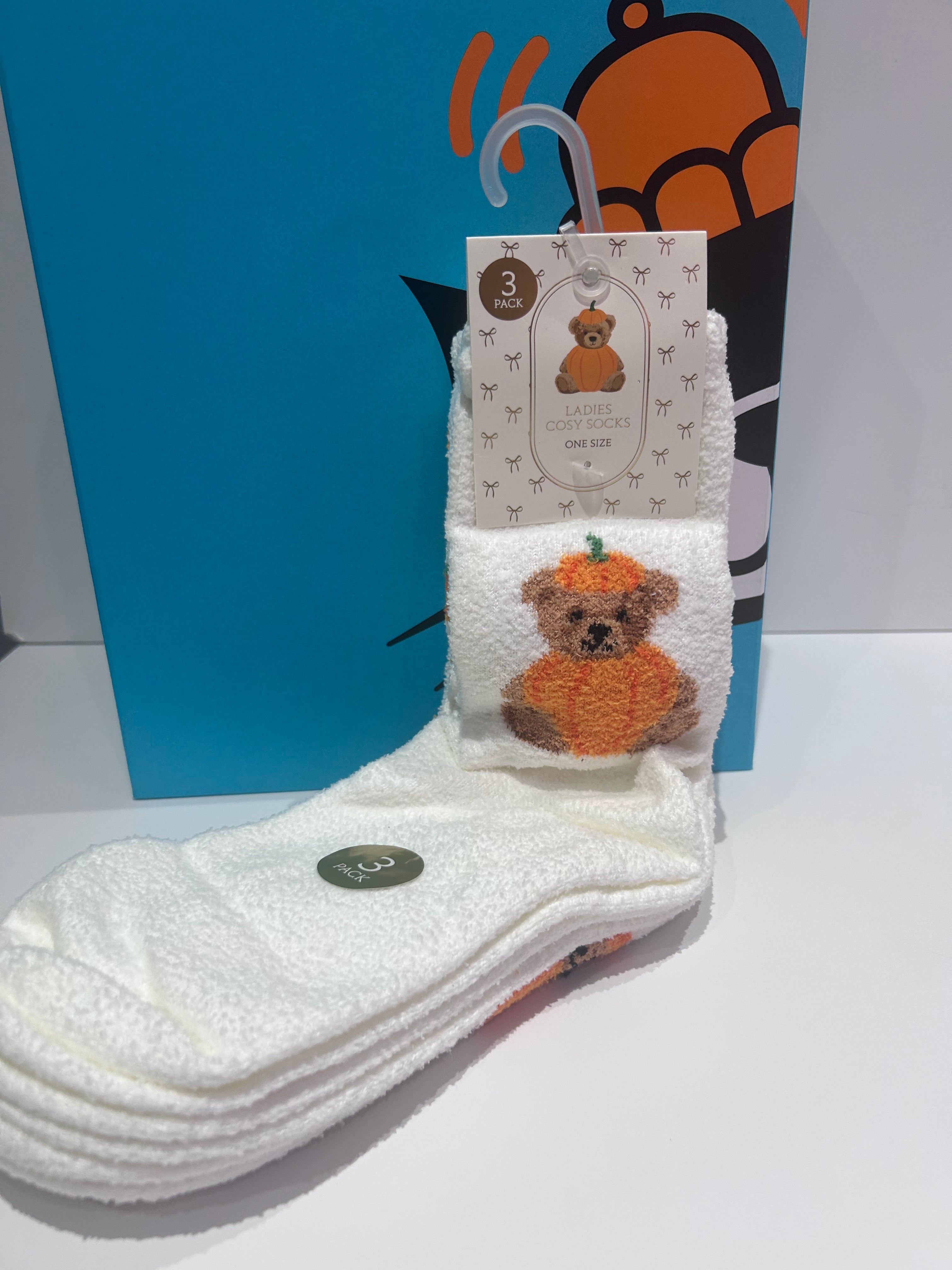 Cosy Pumpkin Bart Fluffy Socks - Adult One Size