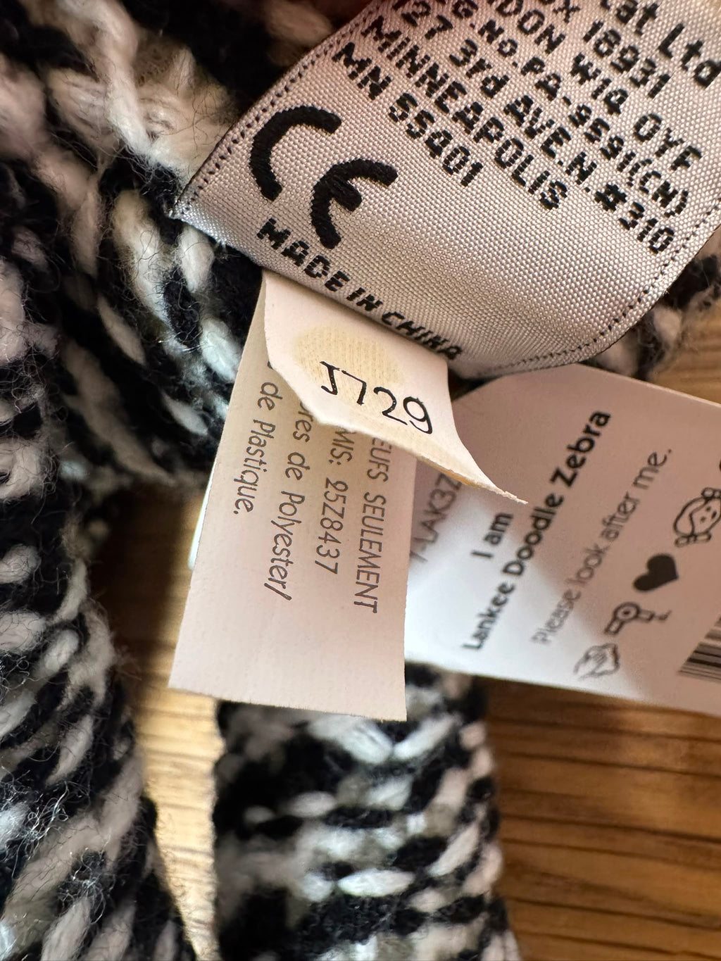 Jellycat Lankee Doodle Zebra
