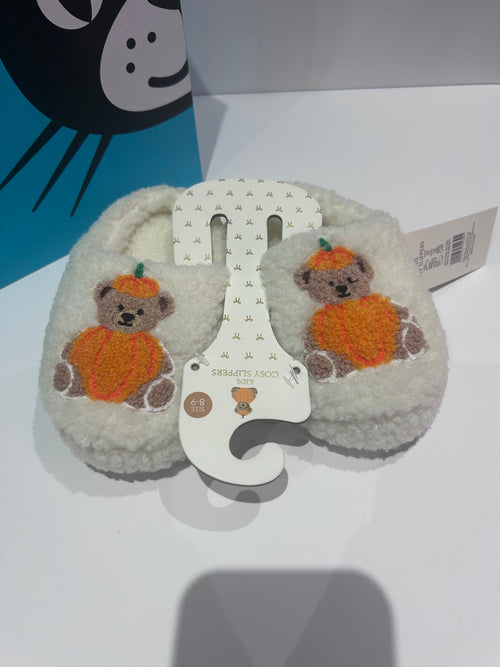 Cosy Pumpkin Bart Inspired Slippers - kids 8-9 uk