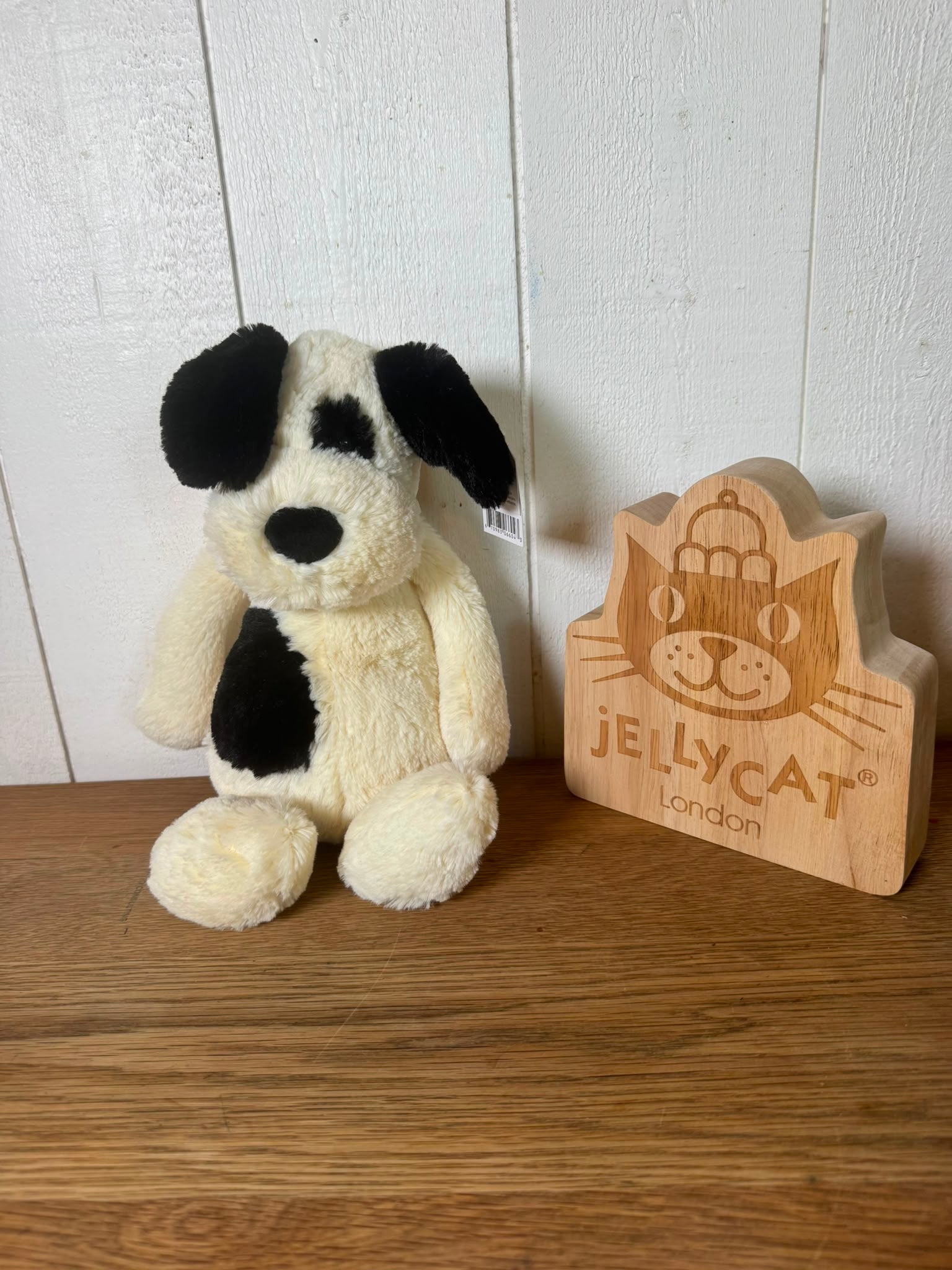 Jellycat Black & Cream Bashful Puppy- Medium