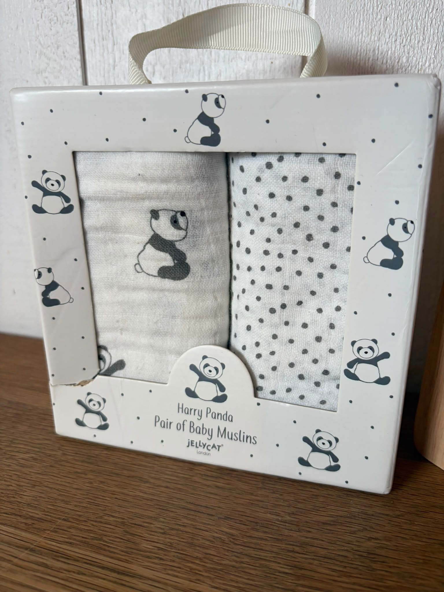 Jellycat Harry Panda Pair of Baby Muslins