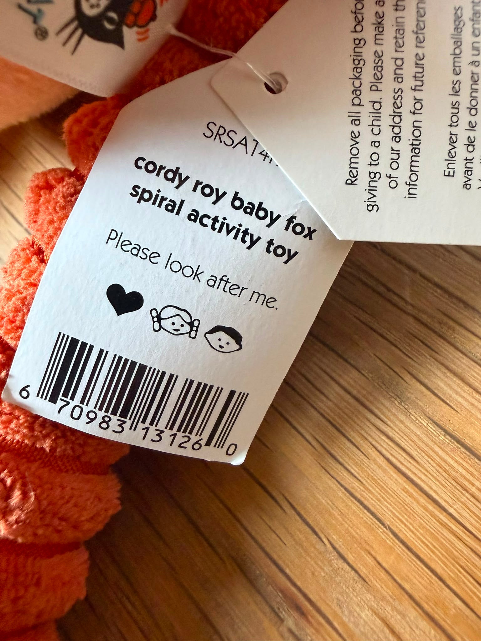 Jellycat Cordy Roy Baby Fox Spiral Activity Toy
