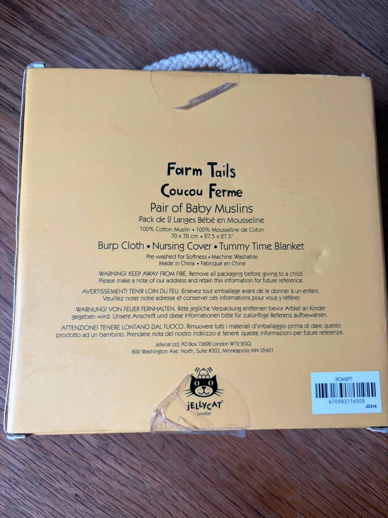 Jellycat Farm Tails Muslins