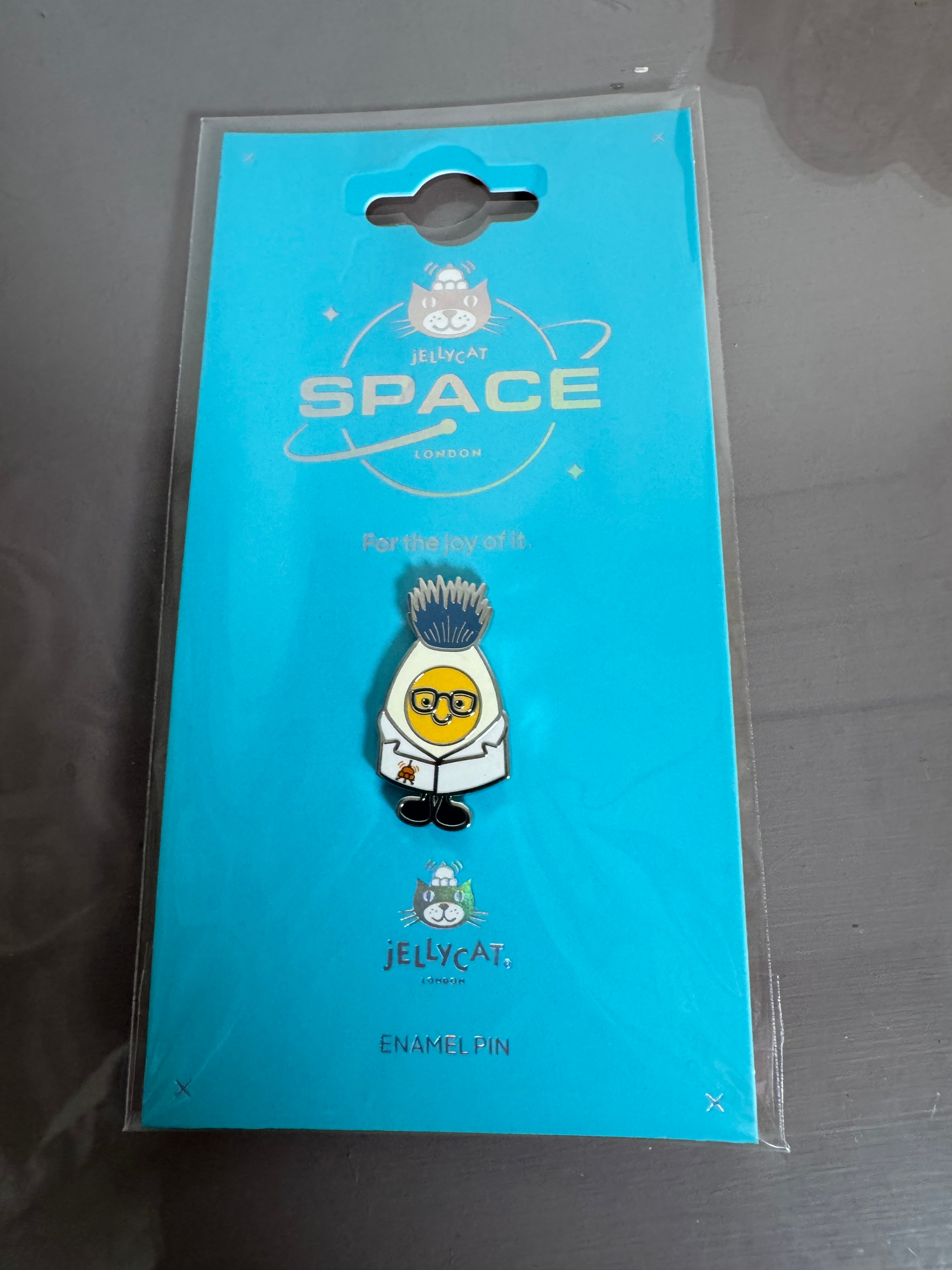 Korea Space Jellycat Boiled Egg Scientist Outfit Exclusive enamel pin