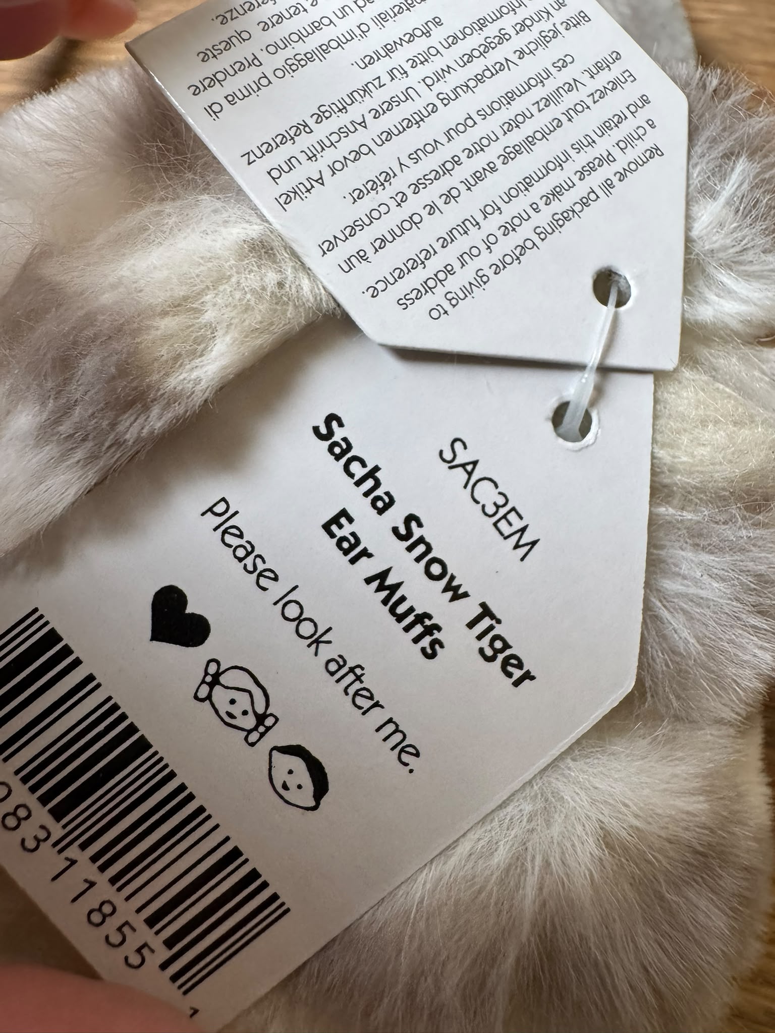 Jellycat Sasha Snow Tiger Earmuffs