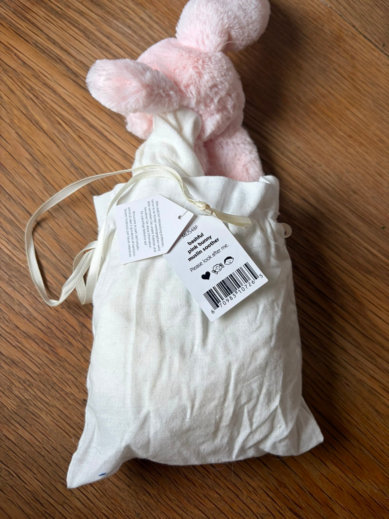 Jellycat Bashful Pink Bunny Muslin