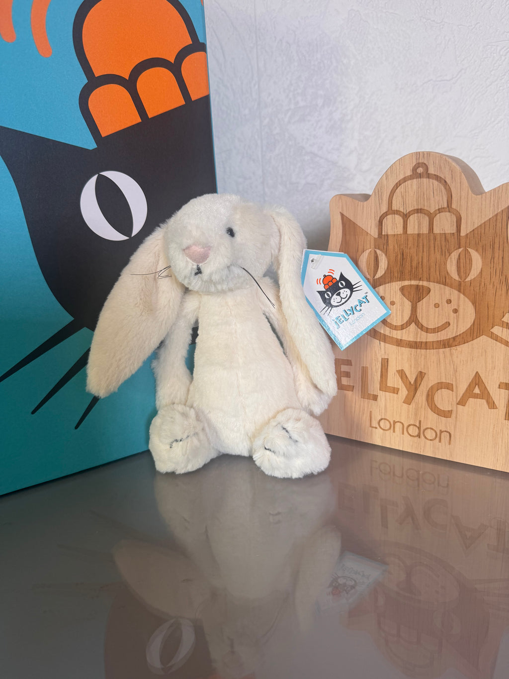 Small Bashful Cream Bunny with Whiskers and Paws