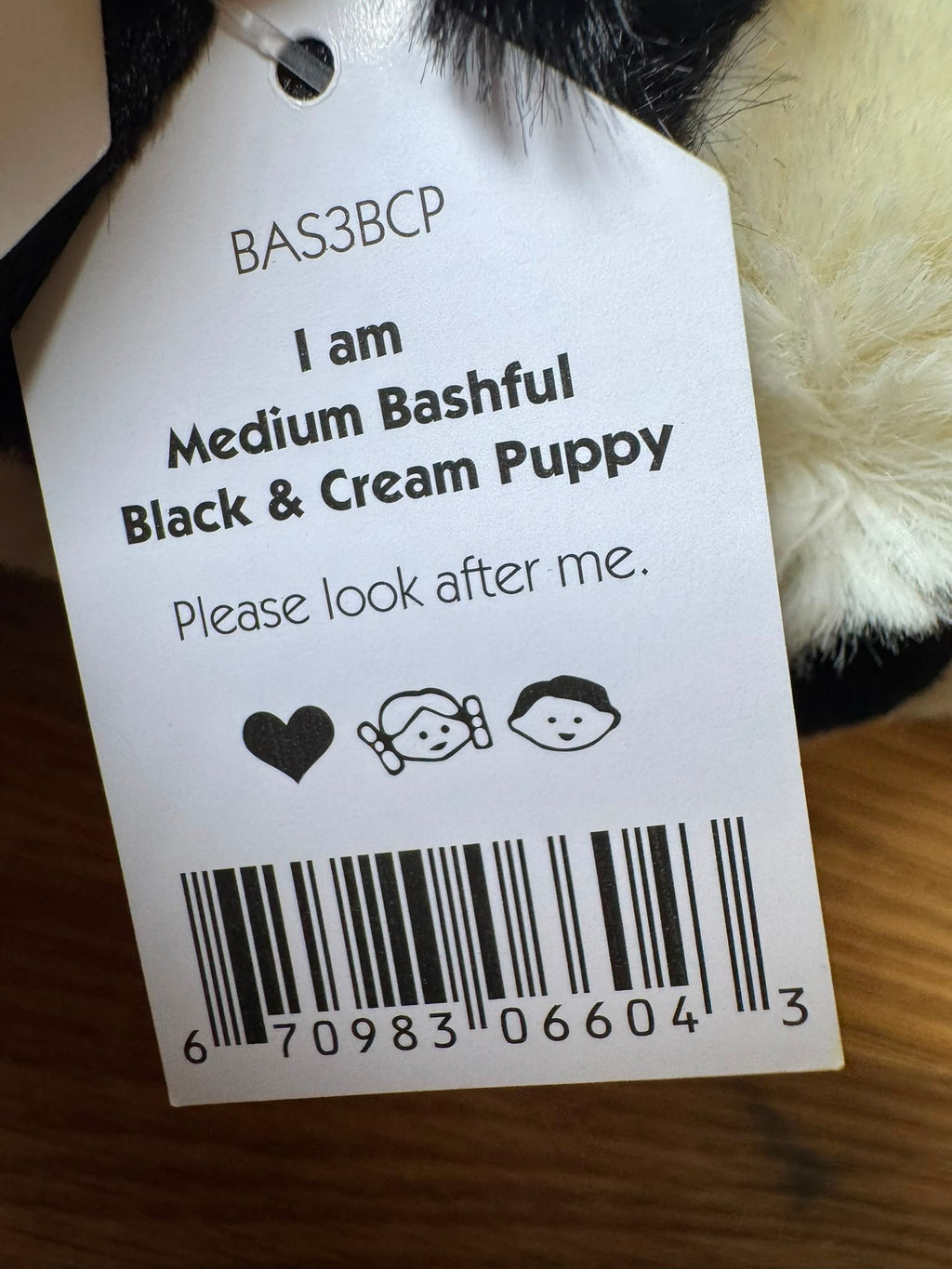 Jellycat Black & Cream Bashful Puppy- Medium