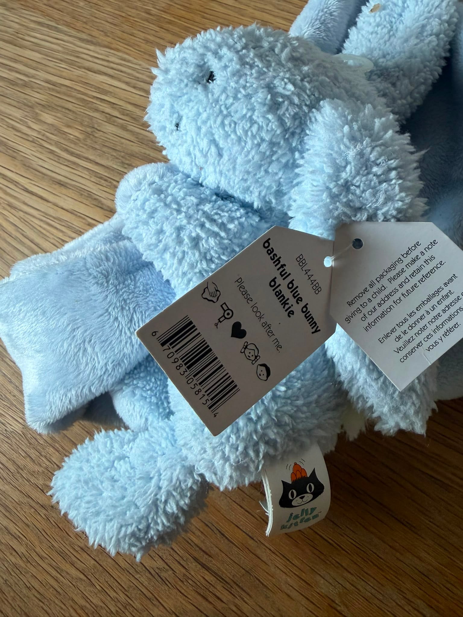 Jelly Kitten Bashful Blue Bunny Blankie