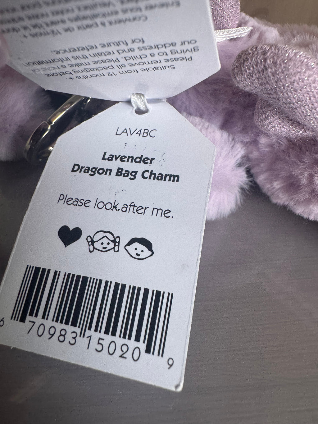 Lavender Dragon Bag Charm