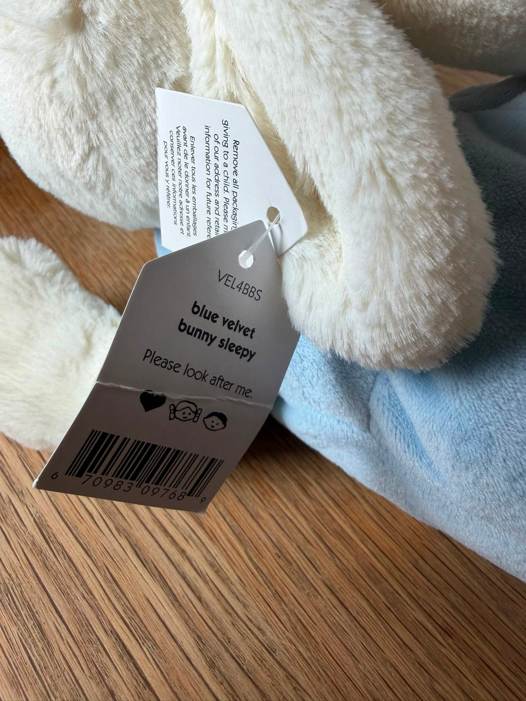 Jellycat Blue Velvet Bunny Sleeping - VHTF