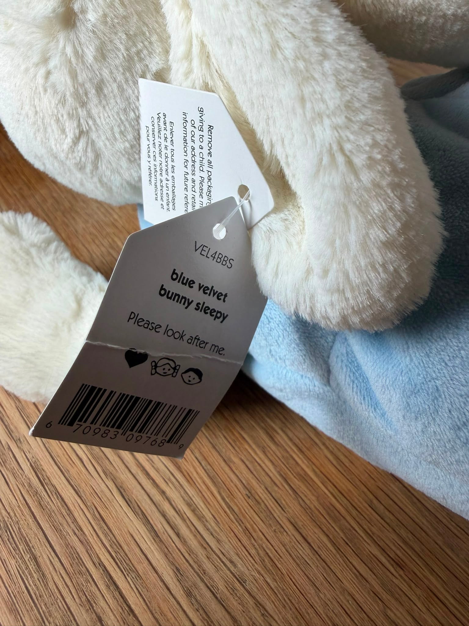 Jellycat Blue Velvet Bunny Sleeping - VHTF