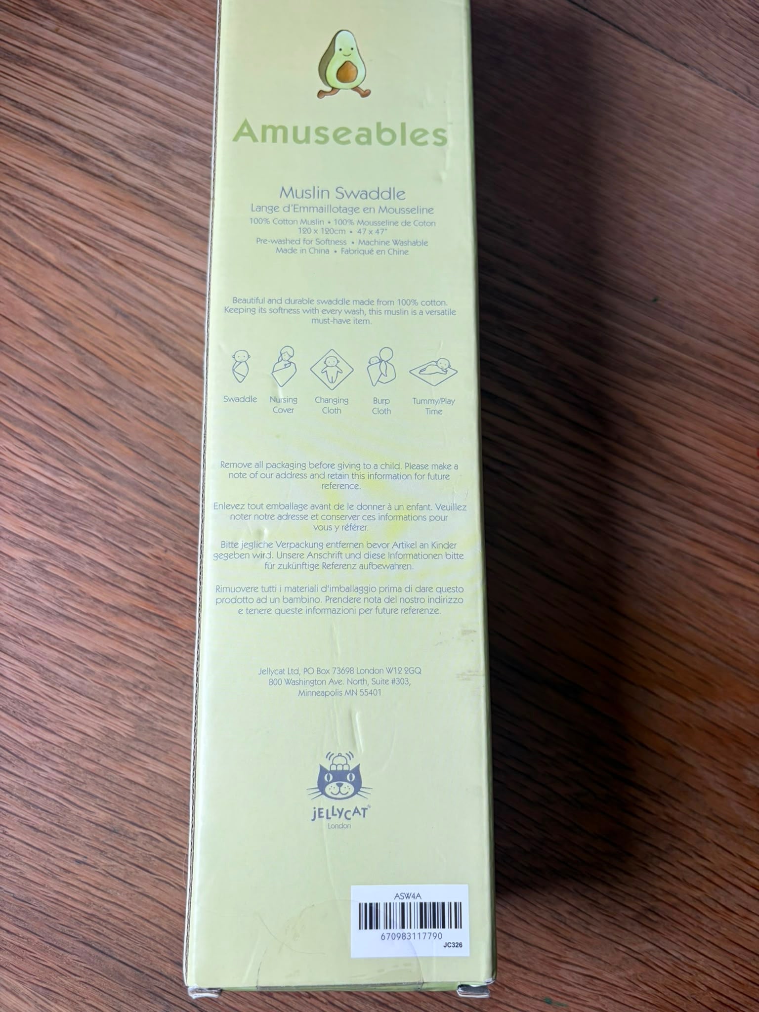 Jellycat Amuseable Avocado Muslin - Damaged Box