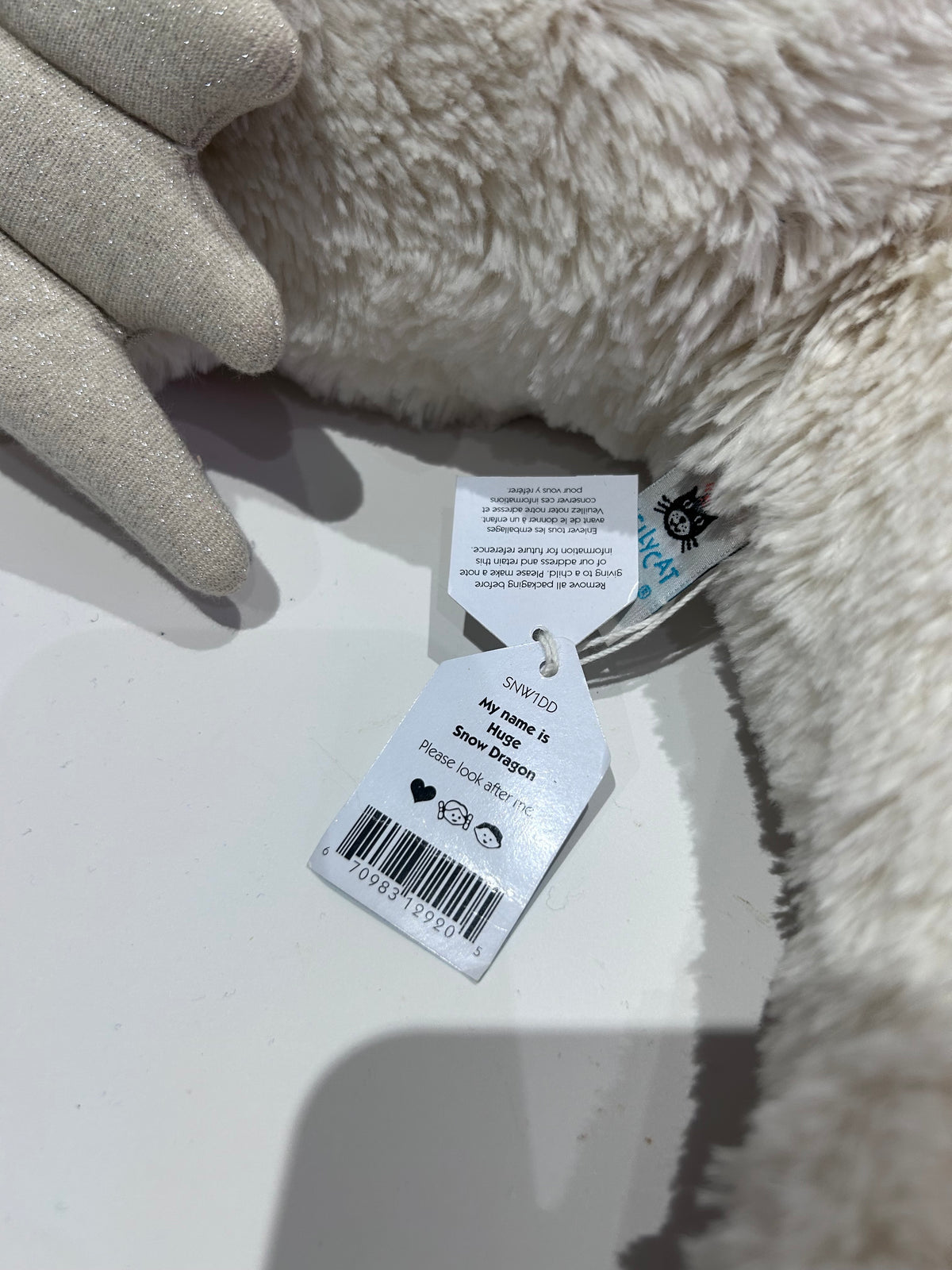 Jellycat Huge Snow Dragon - Tagged