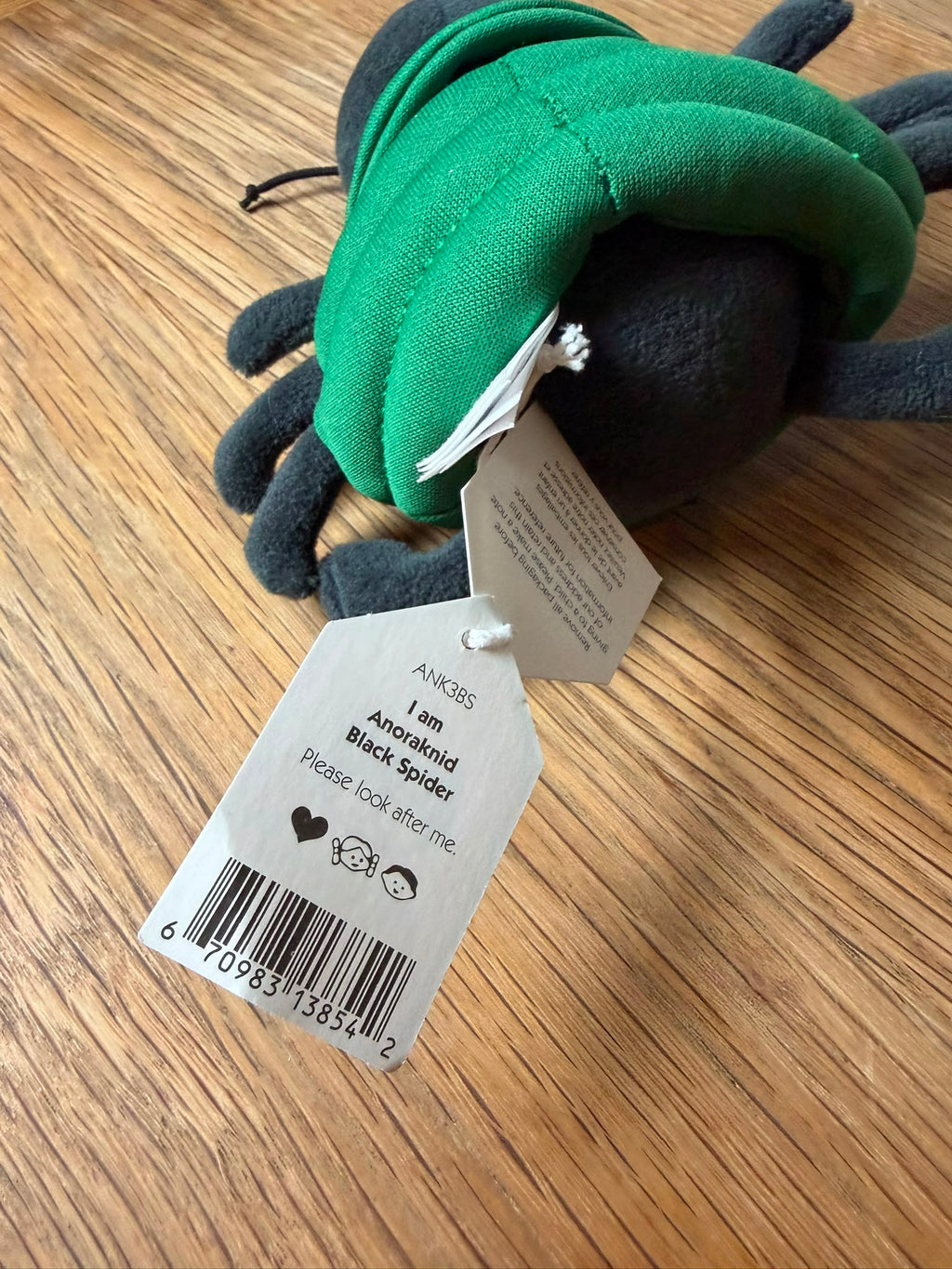 Jellycat Anoraknid Black Spider