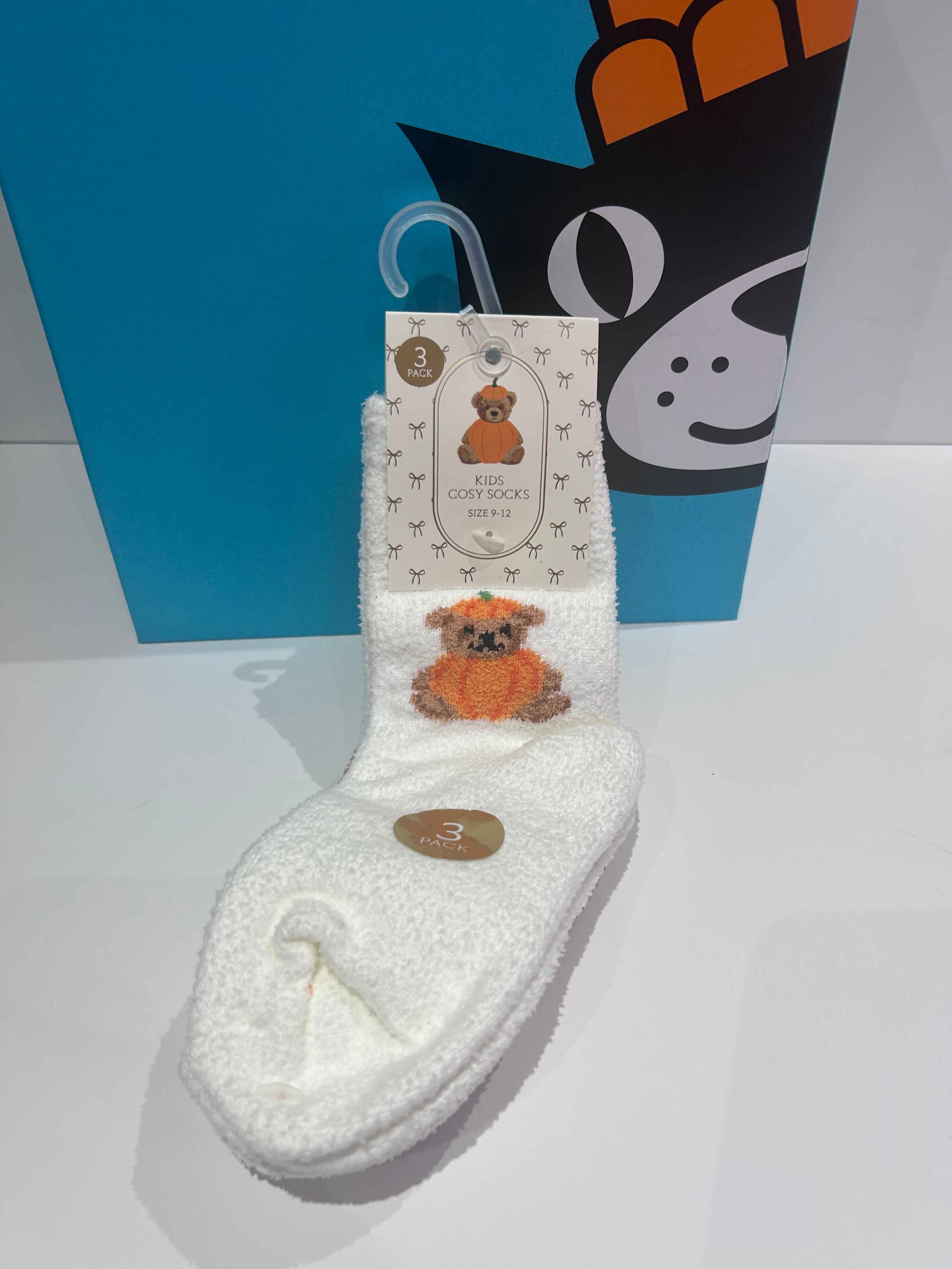 Cosy Pumpkin Bart Fluffy Socks ~ Kids 9-12uk
