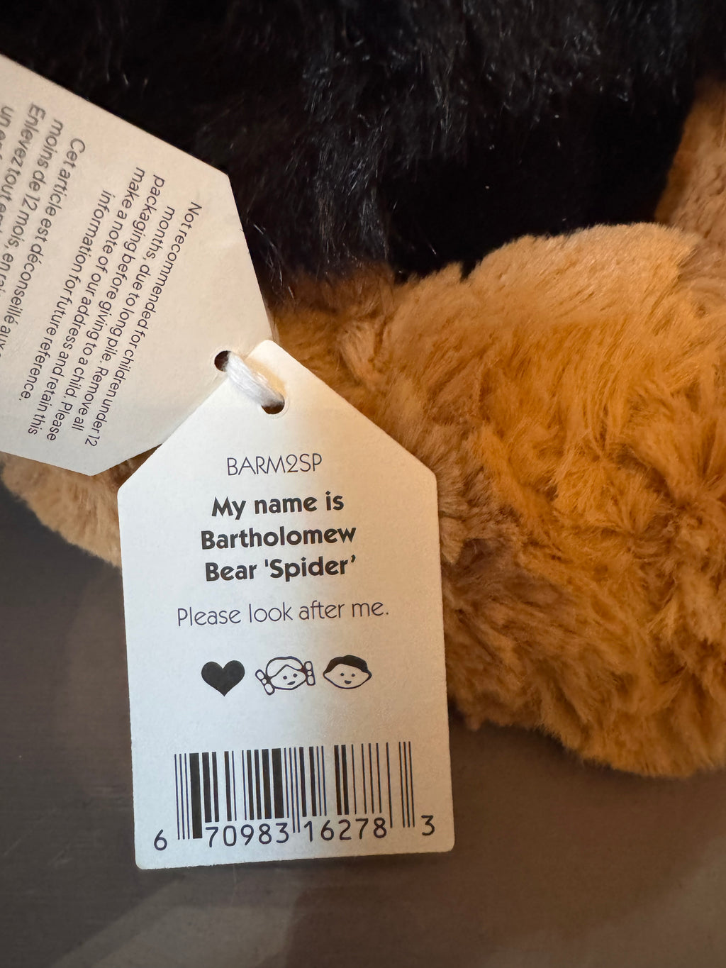Jellycat Bartholomew Bear “Spider”