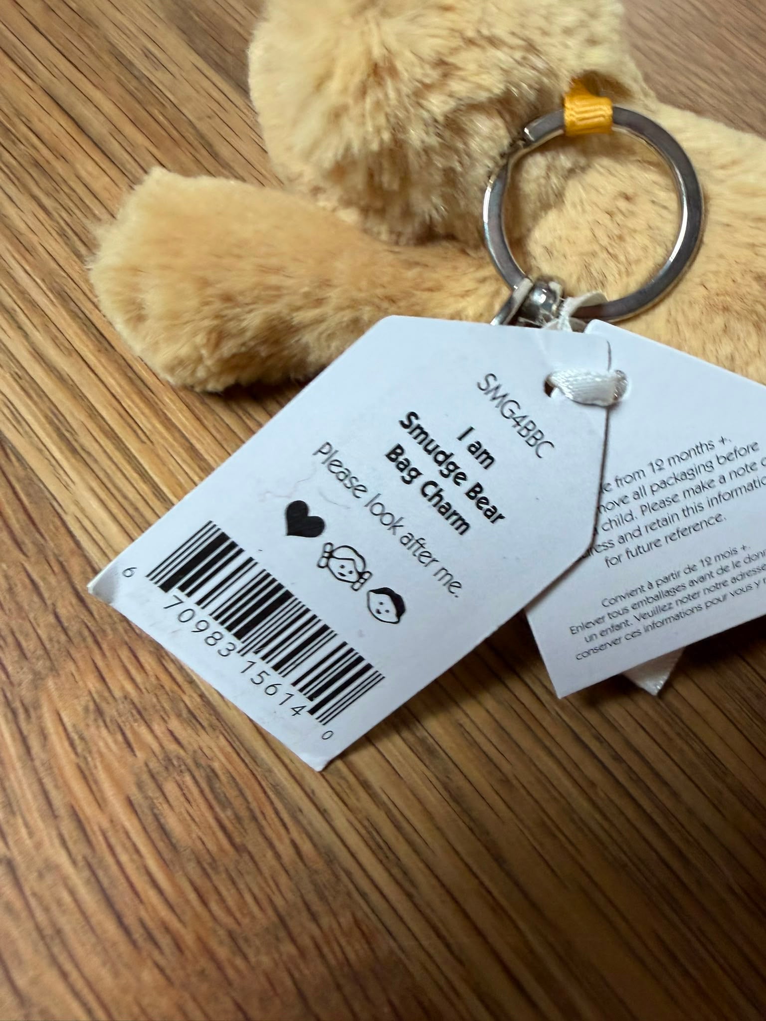 Jellycat Smudge Bear Bag Charm