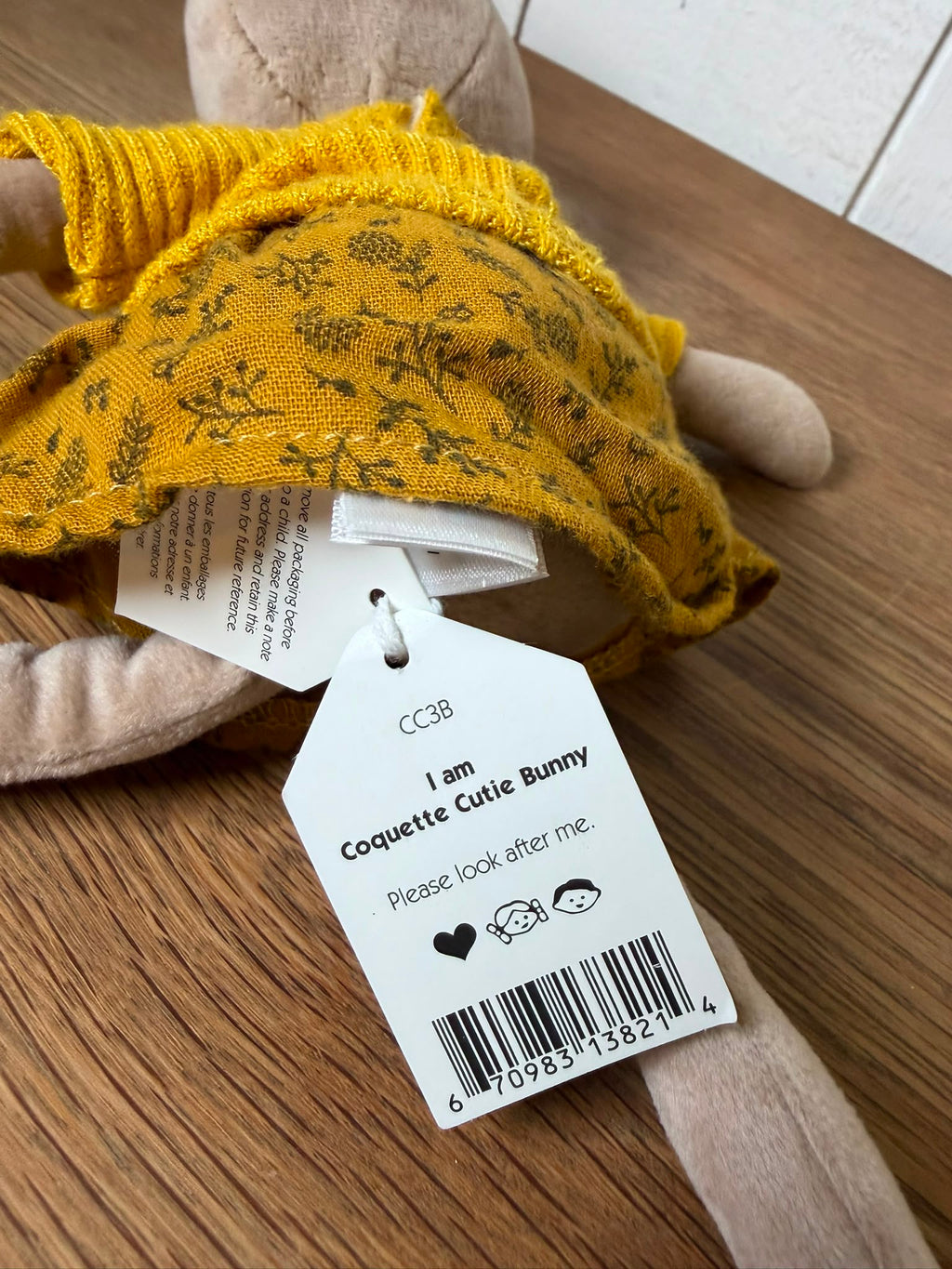 Jellycat Coquette Cutie Bunny- Yellow