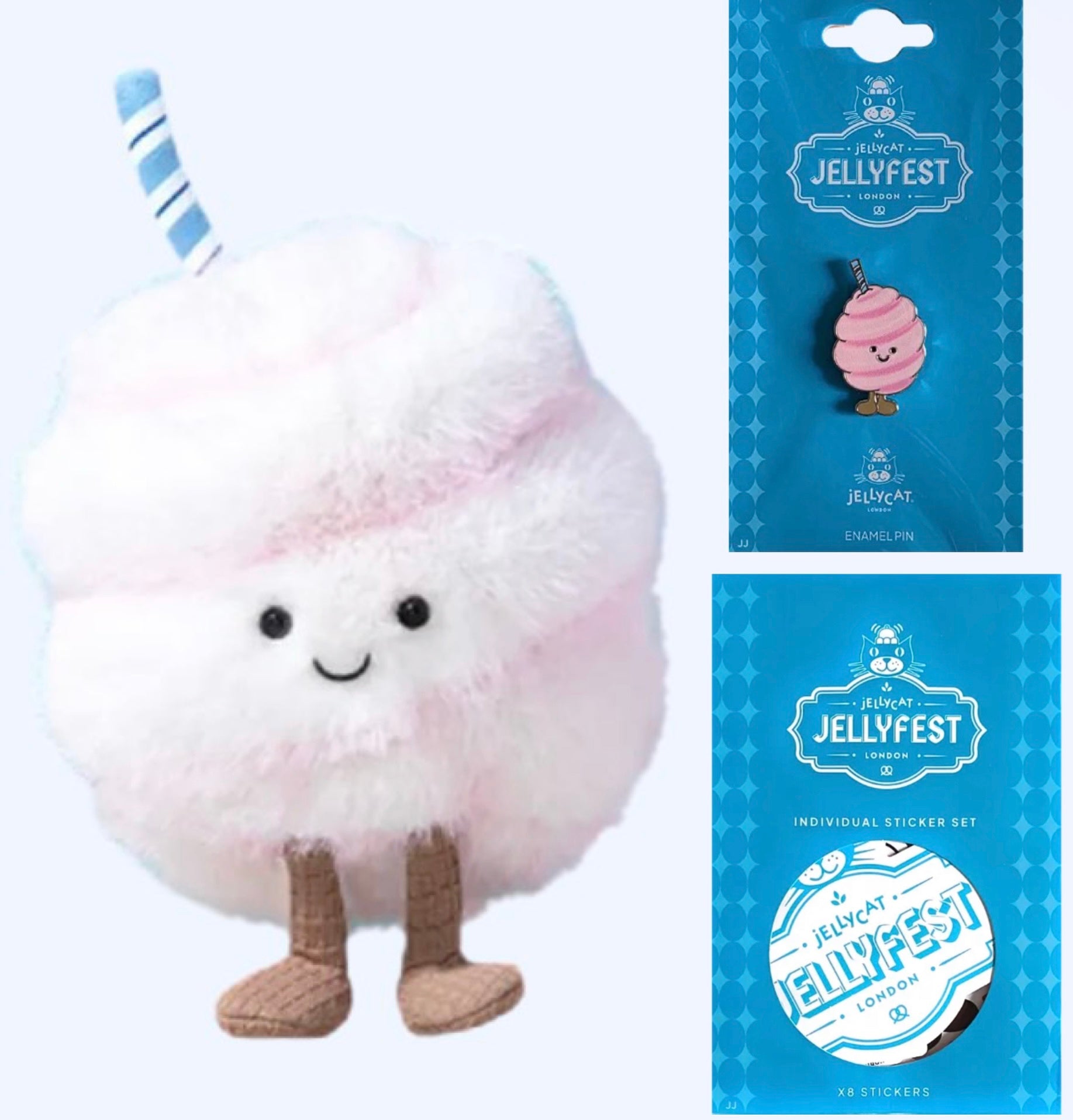 Jellycat Amuseables Kathrin Candy Floss + Pin + Sticker | Jellyfest Berlin Exclusive