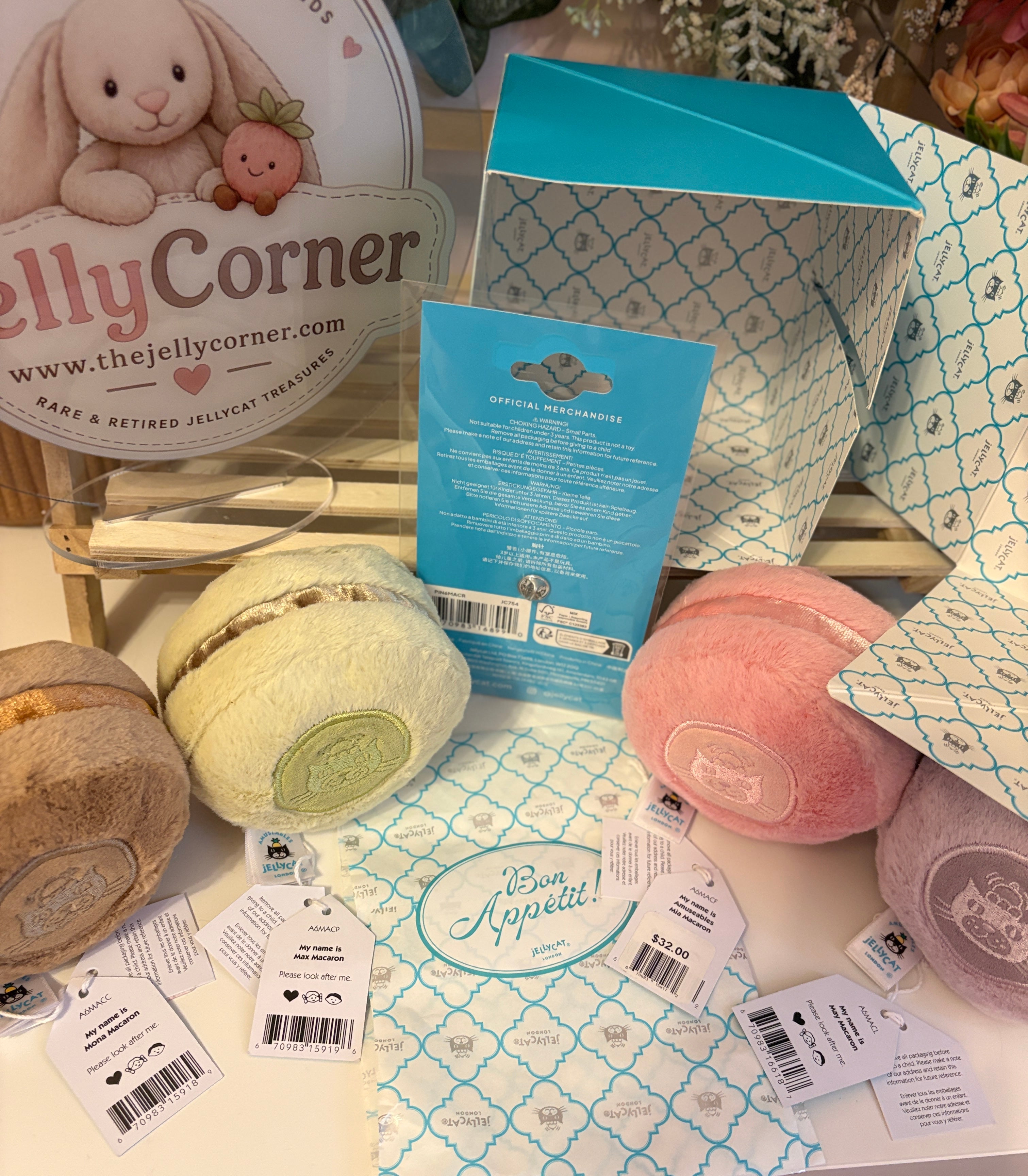 Jellycat OG Macaron Full Set | Paris Exclusive Box & Pin